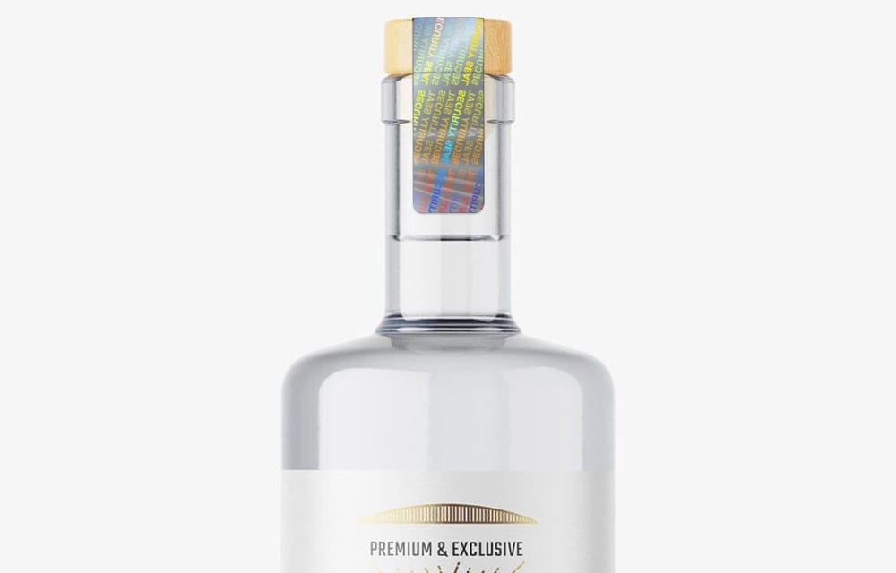 Product authentication image with vodka bottle holograph