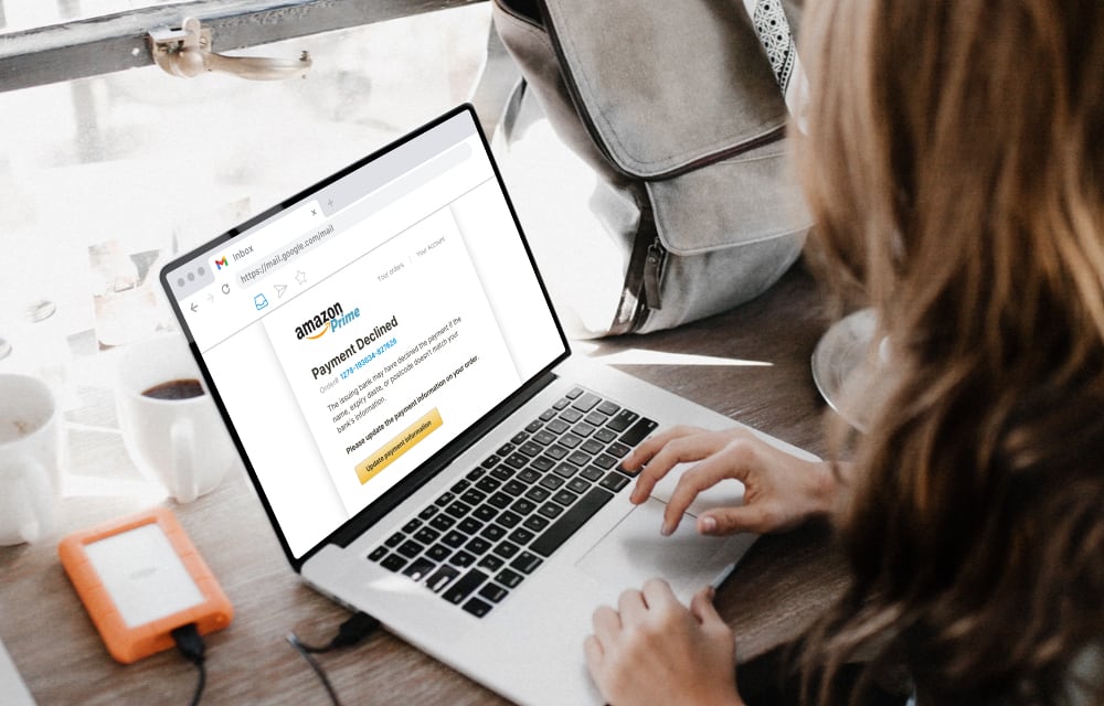 Depiction of a fake Amazon delivery phishing email