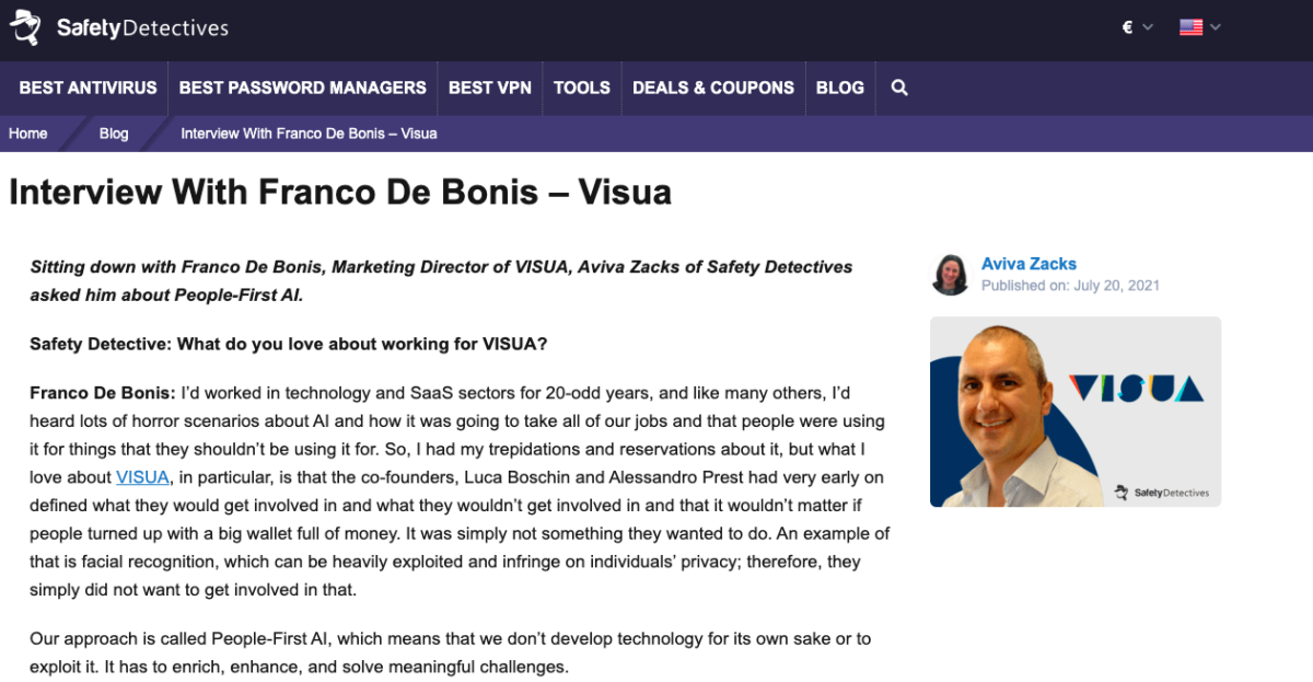 Franco Dee Bonis Interview Safety Detectives